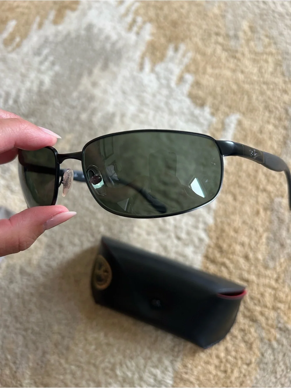 RAY-BAN Italy RB3254 Black Matte Sleek Sport Metal Wrap Sunglasses Men’s EUC!